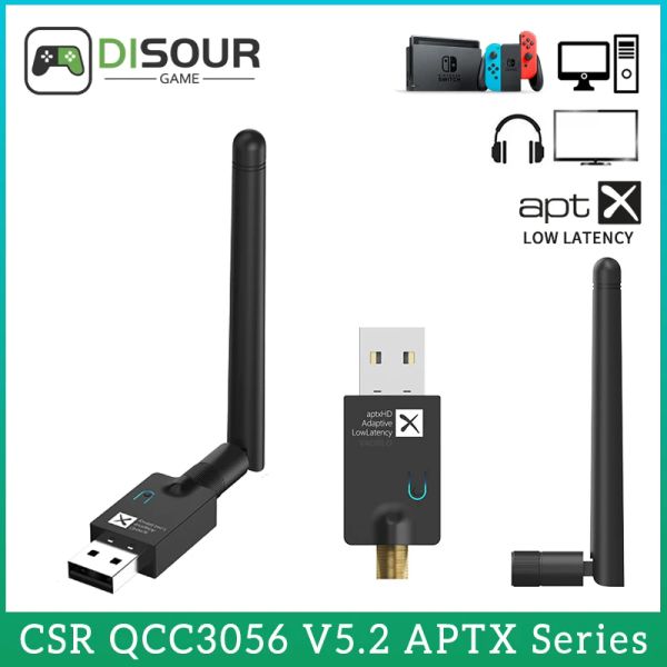 Adaptateur désourage CSR BT 5.2 Émetteur audio APTX LL HD Multipoint Adaptif Low Lascy avec Adaptateur sans fil Mic pour TV PC PS4 PS5 Xbox