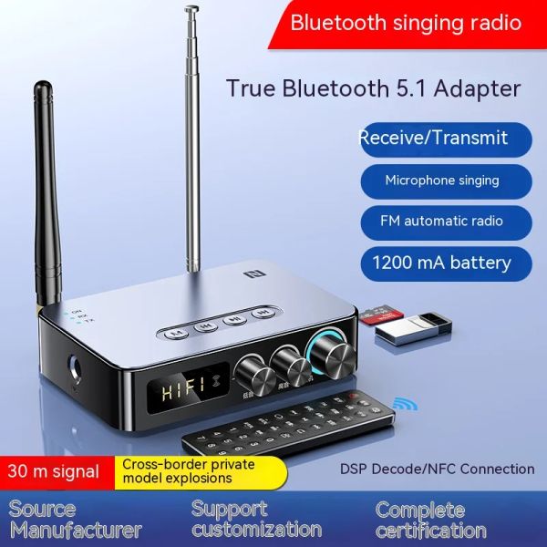 Adaptador Egolden M9 Pro 3 en 1 Receptor y transmisor Bluetooth 5.1 Radio FM Adaptador de audio NFC Decodificación DSP incorporada