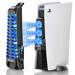 Adaptador para ventiladores de enfriamiento de consola PS5 Ventilador de refrigerador PS5 PS5 con LED Light USB 2.0 Hubs para Sony PlayStation 5 Consola