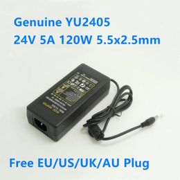 Adaptador genuino 24V 5A 120W 5.5x2.5 mm YU2405 YU5024 Fuente de alimentación del adaptador de CA para la tira LED LIMPLACIÓN LEAP LAPTOP Monitor cargador