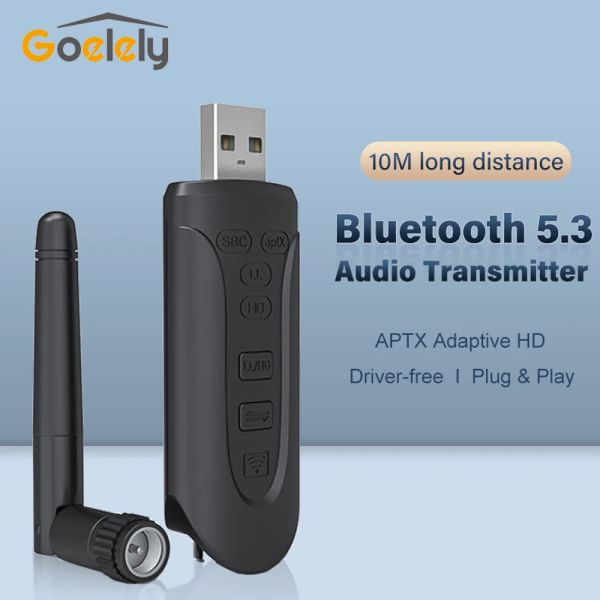 Adaptateur Goelely Bluetooth 5.3 Adaptateur AUDIOTRANSMERTER V5.3 Dongle Adaptateur Bluetooth gratuit de l'émetteur audio APTX HD Dongle pour ordinateur portable pour ordinateur portable