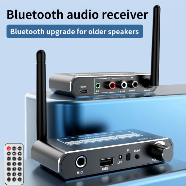 Adaptateur HIFI Bluetooth 5.2 Récepteur audio DAC coaxial numérique à analogique Convertisseur 3,5 mm AUX RCA Microphone Sing Stéréo Adaptateur sans fil