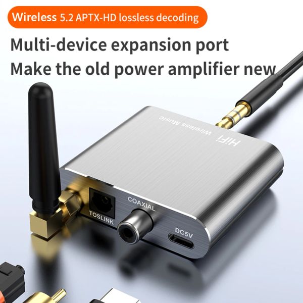 Adaptateur Émetteur de récepteur HIFI avec adaptateur de convertisseur audio AUX 3,5 mm Toslink / sortie coaxiale Bluetooth compatible pour la voiture de télévision par ordinateur