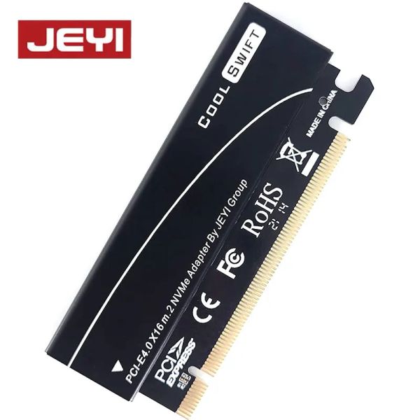 Adaptateur Jeyi M.2 M Clé NVME SSD à PCIe 4.0 Adaptateur, carte PCI Express 4.0 X16 avec étui en aluminium, prend en charge Windows 7/8/10