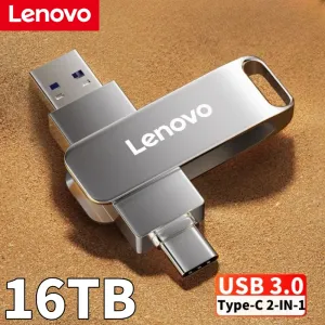 Adaptateur Lenovo 16 To 3.0 USB Drive Flash Drive Highpeed Pen Drive 2 To 512 Go Typec imperméable Pendrive USB pour les périphériques de stockage informatique