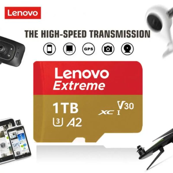 Adaptateur Lenovo 1TB Carte SD / TF jusqu'à 130/85 MB / S C10 avec adaptateur 512 Go Mini TF 256 Go SD Carte flash Memory Card pour DVR 4K CAM