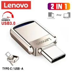 Adaptateur Lenovo 2 en 1 Métal U Disque USB 3.0 Ordinateur Mobile Transmission mutuelle Portable Drive flash USB 2 To Appareil de stockage NOUVEAU