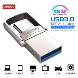 Adapter Lenovo 2in1 Super Mini USB Flash Drives 256 GB USB 3.0 Penaandrijving 1TB 2TB OTG TYPEC 512GB Gift USB geheugenstick voor laptop/telefoon