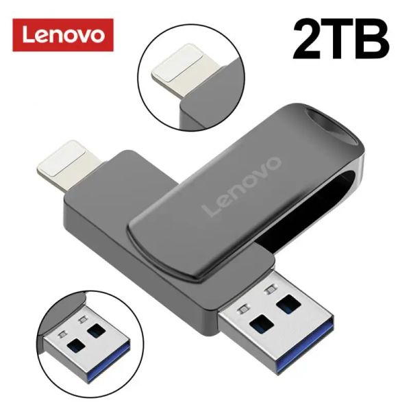 Adaptateur Lenovo 2TB Lightning Pen Drive OTG USB Flash Drive 256 Go 128 Go pour iPhone iPad Android 1TB Pendrive 2 in 1 Memory Stick pour PS4