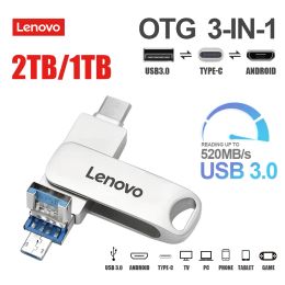 Adapter Lenovo 2TB Pendrive 1T OTG USB Flash Drive Typec Android en Computer 3in1 Penaandrijving tot 520 MB/S USB3.0 voor Nintendo Switch