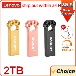 Adaptateur Lenovo 2TB USB 3.0 Flash Drive à haute vitesse Drive de stylo 1 To USB 3. 0 Mémoire Stick 512 Go 128 Go Flash Pendrive Metal Memoria USB Disque