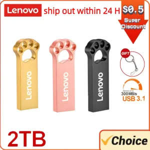 Adaptateur Lenovo 2TB USB 3.0 Flash Drive à haute vitesse Drive de stylo 1 To USB 3. 0 Mémoire Stick 512 Go 128 Go Flash Pendrive Metal Memoria USB Disque