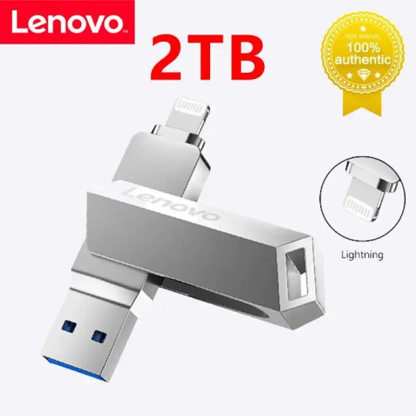 Adaptateur Lenovo 2TB USB Drive Flash 2 en 1 Lightning Pen Drive 1TB 256 Go 128 Go OTG Pendrive Memory Stick pour ordinateur portable PS4 PS5