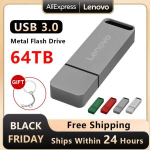 Adapter Lenovo 32TB 16TB USB Flash drives USB 3.0 Metal Pen Drive 8TB OTG Hoge snelheid Pendrive 64 TB Portable SSD 4TB USB -herinneringen voor pc