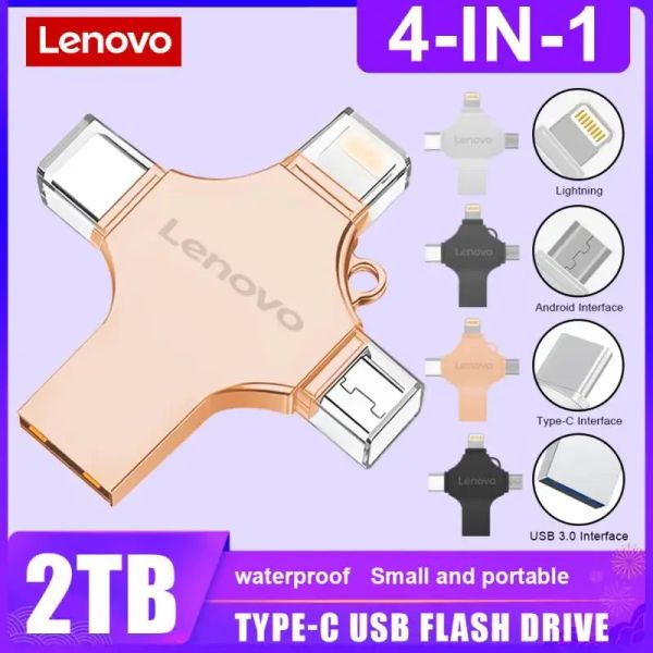 Adaptateur Lenovo Drives flash otg Pendrive USB 3.0 High Speed C Type USB 4in1 USB C Stick 2 TB Disque flash flash pour iPhone / PS5
