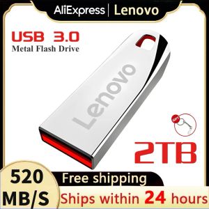 Adaptateur Lenovo Metal U Disk 2TB PEN DRACK 1 To High Speed ​​USB 3.0 USB Interface étanche 512 Go 256 Go 128 Go Pendrive Memoria Flash Disk