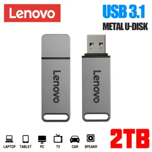 Adaptateur Lenovo Metal USB Flash Drive 2TB 1TB 512 Go Portable Pen Drive USB 3.1 Fichier haute vitesse Transfert imperméable Memoria U Disque Nouveau