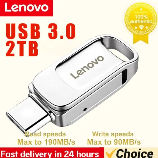 Adaptateur Lenovo Mini 2TB USB 3.0 PEN MÉMOIRE DU MÉMOIRE USB USB Drives 1 To 512 Go de type métal