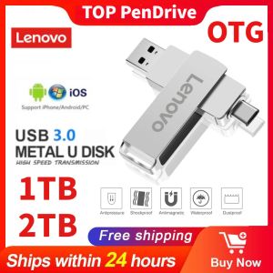 Adaptateur Lenovo Nouveau Super Mini Metal USB Flash Drive 128/256/512 Go Tiny Pendrive Memory Stick 1TB 2TB Disque de stockage Uproof