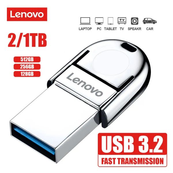 Adaptador Lenovo pulgar Memory Stick USB 3.2 Pen Drive 128GB 2TB USB USB High Speed OTG Tipo C 2in1 Dispulsores de flash de metal de memoria de memoria 256GB