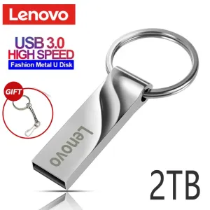 Adaptateur Lenovo USB 3.0 Flash Drive à haute vitesse Drive de stylo 2 To 1 To USB 3. 0 Mémoire Stick 512 Go Flash Pendrive Metal Memoria USB Disque