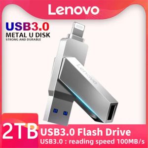 Adaptateur Lenovo USB Drive Flash 128 Go 1/2 To Pendrive avec 2 en 1 USB To Lightning Interface USB3.0 Pendrive pour Android iPhone 14 Pro Max