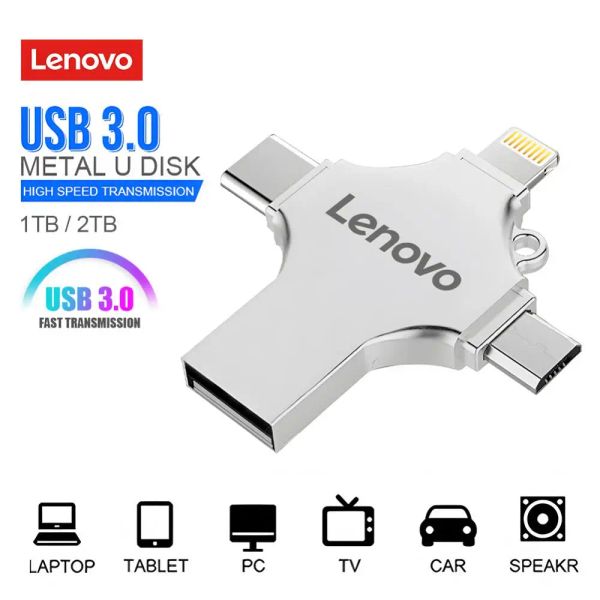Adaptateur Lenovo USB Drive flash USB Pendrive Pendrive 1TB 2TB PEN PRINT USB 3.0 TYPEC U Stick Andriod Flash Memory Card pour téléphones