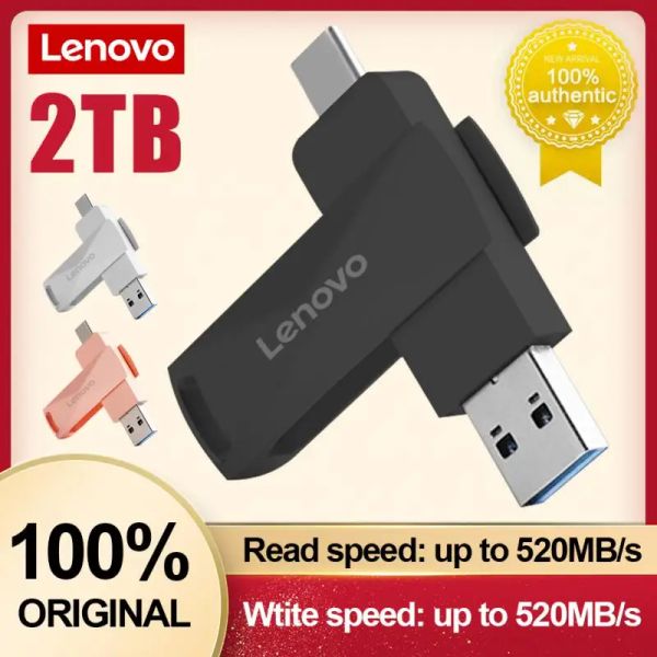 Adaptateur Lenovo USB Interface 3.1 Pen Drive Typec Pendrive 1TB 2TB Capacité réelle Stick USB 520 Mo / s Flash USB pour tablette PC livraison gratuite