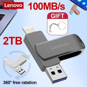Adaptateur Lenovo Mémoire USB Typec Drives flash USB OTG 2 dans 1 Stick USB 3.0 2 To Disque de mémoire pendrive 1TB pour le téléphone Gamecube PS5