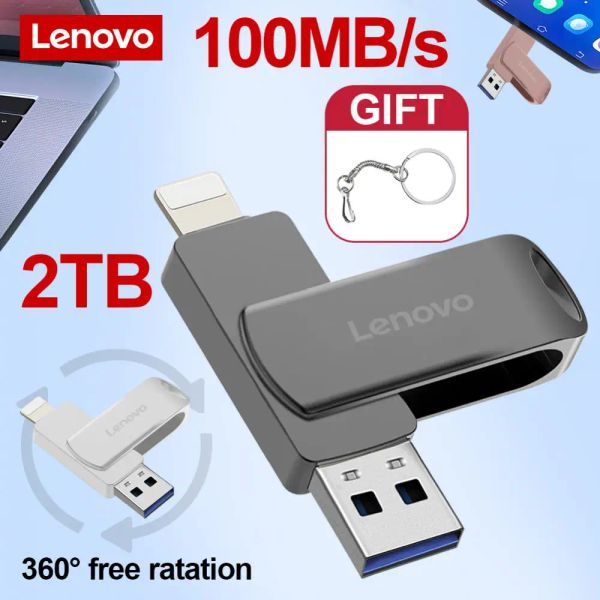 Adaptador Lenovo Memoria USB Typec USB Flash Unidades OTG 2 en 1 USB Stick 3.0 2TB Pen Drive 1TB Pendrive Memory Disk para teléfono GameCube PS5