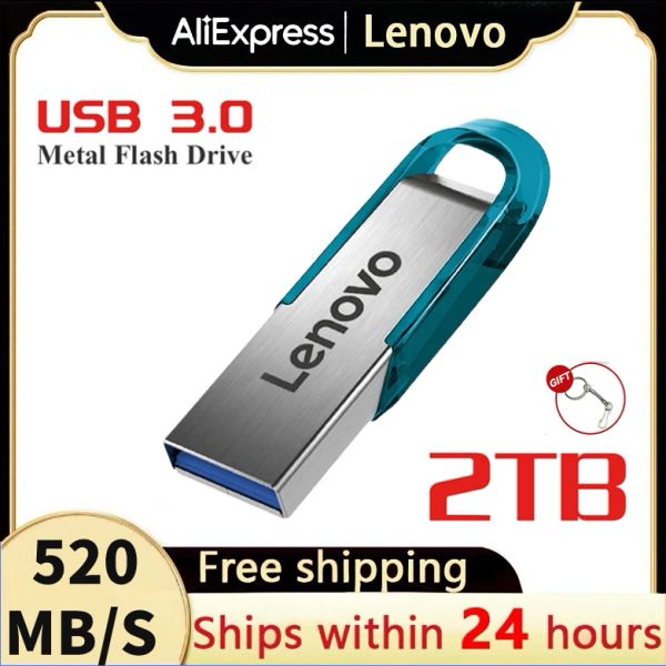 Adaptateur Lenovo USB3.0 PEN DURNE 1TB 256 Go 512 Go Portable Drives Flash USB Mini Stick USB 128 Go Gift Pendrive Memory Stick pour la table PC