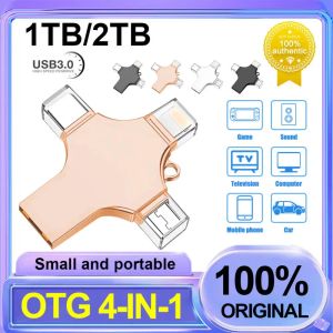 Adaptateur Lightning Pen Drive OTG 1TB 2TB USB 3.0 DRIVE FLASH pour iPhone iPad Android Pendrive 4 in 1 Memory Stick Gift