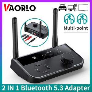 Adapter Multipoint Bluetooth 5.3 Audio -zenderontvanger 3,5 mm Aux 2 RCA STEREO MUZIEK Wireless Adapter 2in1 voor auto -tv -pc -luidsprekers