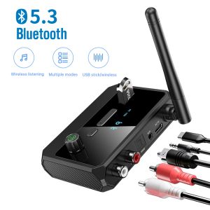 Adapter Nieuwe Bluetooth 5.3 Audio -ontvanger Wireless Audio Adapter met AUX 3,5 mm RCA Optical Jack Support Udisk voor tv -pc -luidsprekers Auto