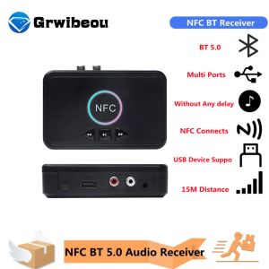 Adaptateur NFC 5.0 Bluetooth Receiver A2DP AUX 3.5 mm RCA JAC USB PRACE SMARTBACK Adaptateur sans fil audio pour le haut-parleur du kit de voiture