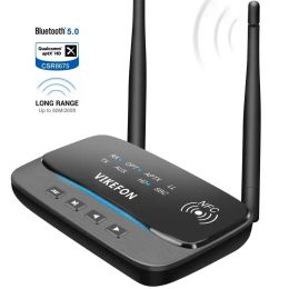 Adaptateur NFC 80m Bluetooth 5.0 récepteur audio Bypass APTX LL HD Adaptateur sans fil SPDIF AUX 3.5 mm pour PC TV Paire 2 BOURSE