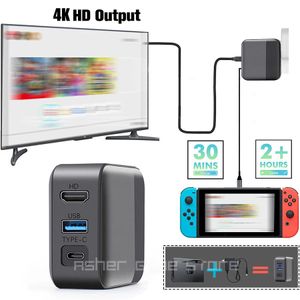 Adaptateur NS AC adaptateur Charger TV TV converti Dock 4k HD Sortie USB 3.0 Fonde de charge pour les accessoires de console Nintendoswitch Nintendo Switch