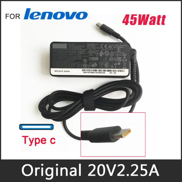 Adaptador Original cargador de ordenador portátil 45W USB tipo C adaptador de CA para Lenovo ThinkPad X280 T480 T480s T580 E480 cable de alimentación