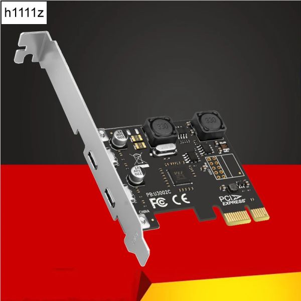 Adaptateur PCIe USB Ajouter sur la carte PCI Express X1 à USB 3.0 5 Gbps 2port Type C Cardée de cartes d'extension Contrôleur de concentrateur via Chip pour ordinateur de bureau