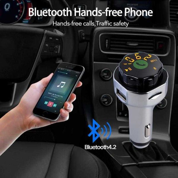 Adaptateur puissance transmetteur FM Bluetooth pour récepteur de voiture 18W Kit Radio lecteur MP3 USB Aux mains libres modulateur sans fil
