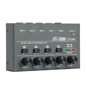 Adaptateur professionnel dx400 mélangeur audio stéréo stéréo 4 canaux mélangeur audio 5V 2A USB Power Mixer pour l'enregistrement de la console de studio