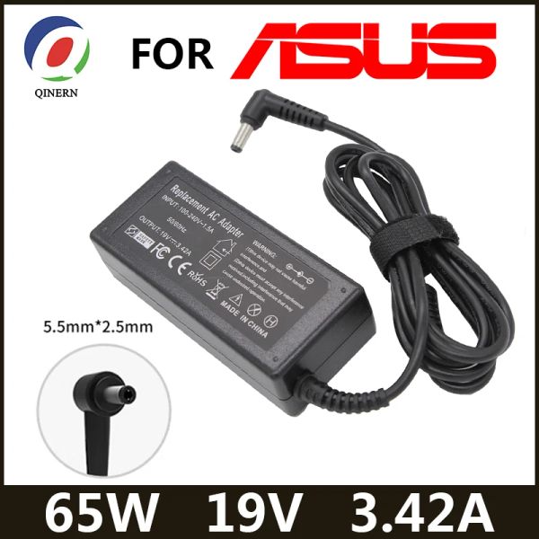 Adaptador QINERN 19V 3.42A 65W 5,5*2,5mm AC adaptador de cargador de ordenador portátil para Asus X401A X550C A450C Y481 X501LA X551C V85 A52F X555 / TOSHIB