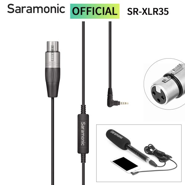 Adaptador Saramonic Srxlr35 Cable Adaptador 3.5mm Trrs a 3 Pin Xlr Hembra Jack para Micrófono Inalámbrico Teléfono Móvil Smartphone Ipad Ipod