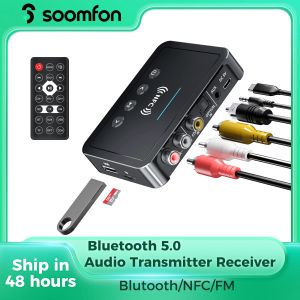 Adapter SOOMFON NFC Bluetooth 5.0 Audio -adapter 3,5 mm Aux RCA SPDIF Wireless Receiver -zender Ondersteuning TF U DISK Play voor tv -pc -auto