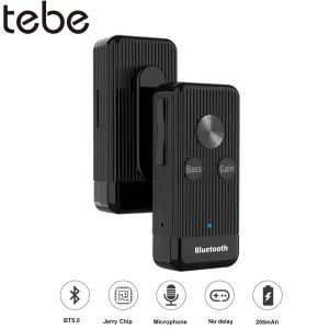 Adaptateur Tebe AUX Bluetooth 5.0 Récepteur audio 3,5 mm Clip portable Clip portable sans fil HiFi Coffillage stéréo Adaptateur Adaptateur TF Card Play
