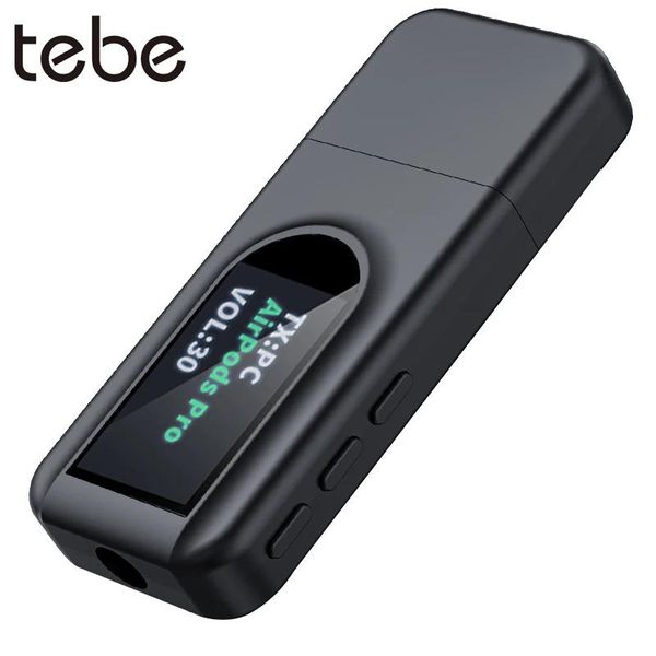 Adaptador tebe Transmisor receptor de audio Bluetooth 5.0 con pantalla OLED 2 en 1 Mini adaptador inalámbrico Jack de 3,5 mm AUX para TV Auricular Coche