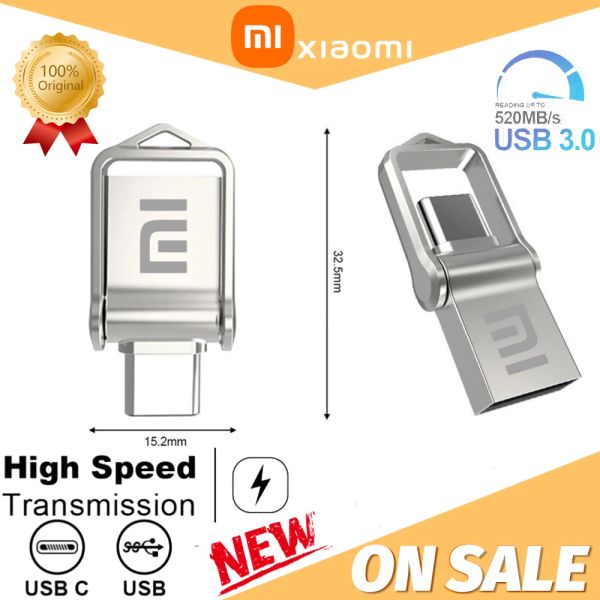 Adaptateur Top 2023 Xiaomi Metal U Disk Disk Typec 512G 256G imperméable USB 3.0 1TB 2T Mémoire de téléphone Transmission mutuelle portable