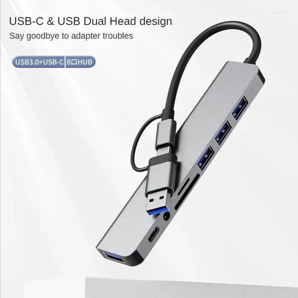 Adaptador tipo C a HDMI Compatible con RJ45 5 6 8 11 puertos Dock con PD TF SD AUX Usb Hub 3 0 divisor para MacBook Air PC