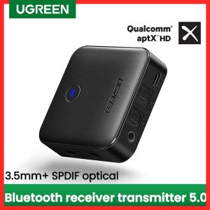 Adapter Ugreen Bluetooth 5.0 ontvangerzender APTX HD CSR8675 voor tv -hoofdtelefoon Optische 3,5 mm SPDIF Bluetooth aux audio -adapter