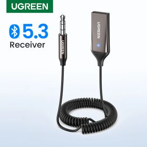 Adaptador Ugreen Bluetooth Receptor 5.3 Adaptador Kits de automóvil Lans Free Audio Audio 3.5 mm Música Receptor inalámbrico para automóvil Bt Transmisor